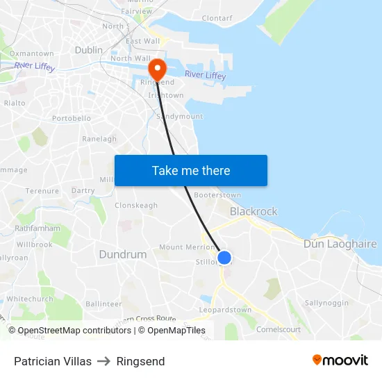 Patrician Villas to Ringsend map