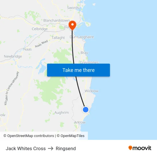 Jack Whites Cross to Ringsend map
