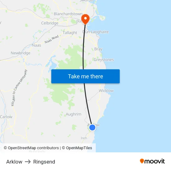 Arklow to Ringsend map
