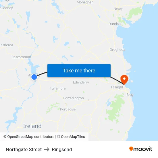 Northgate Street to Ringsend map