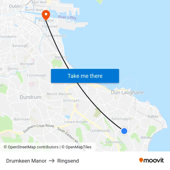 Drumkeen Manor to Ringsend map