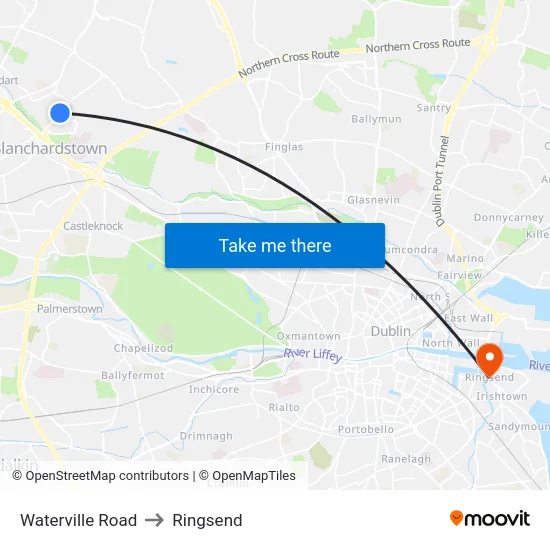 Waterville Road to Ringsend map