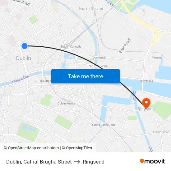 Dublin, Cathal Brugha Street to Ringsend map