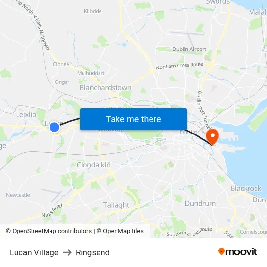 Lucan Village to Ringsend map