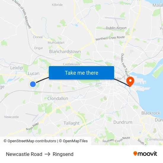 Newcastle Road to Ringsend map