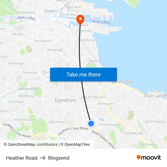 Heather Road to Ringsend map