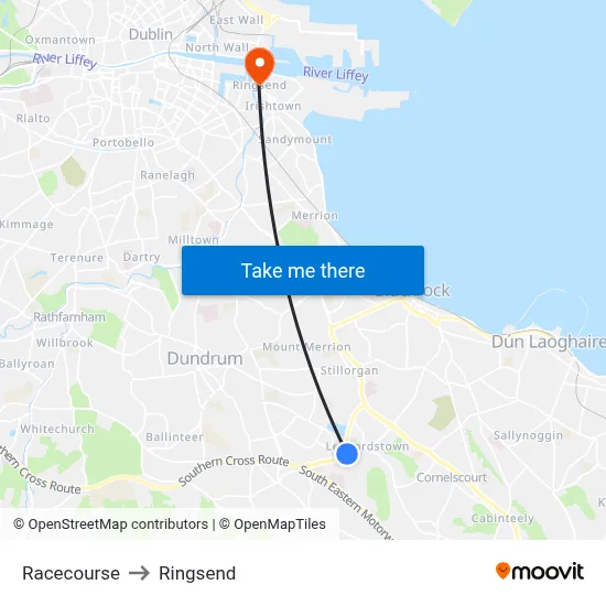 Racecourse to Ringsend map