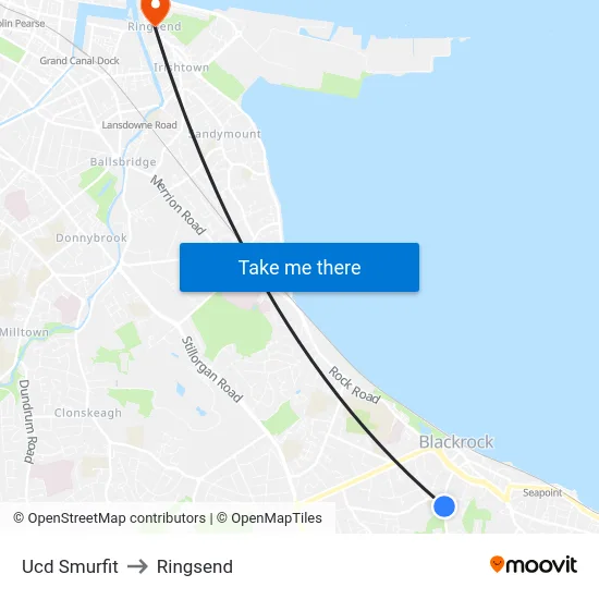 Ucd Smurfit to Ringsend map