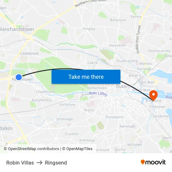 Robin Villas to Ringsend map