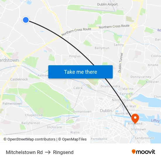 Mitchelstown Rd to Ringsend map