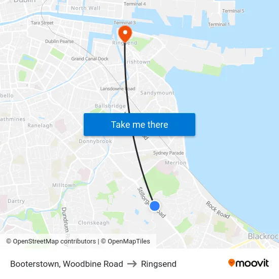 Booterstown, Woodbine Road to Ringsend map