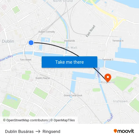 Dublin Busáras to Ringsend map