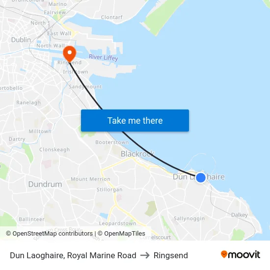 Dun Laoghaire, Royal Marine Road to Ringsend map