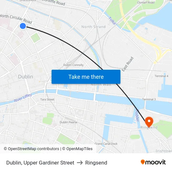 Dublin, Upper Gardiner Street to Ringsend map