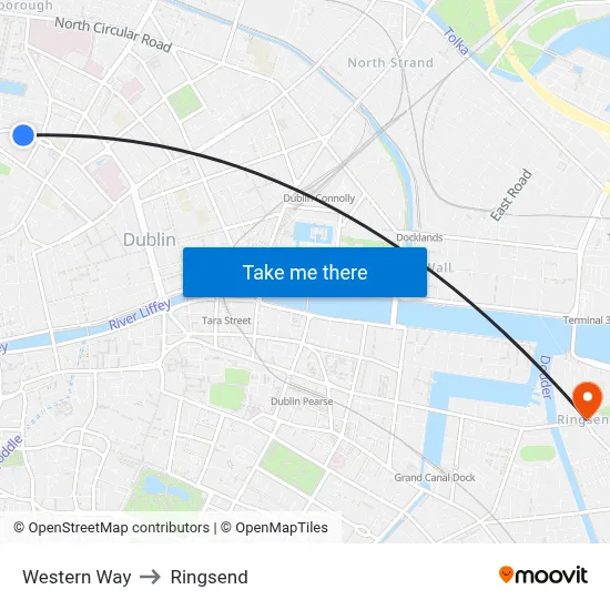 Western Way to Ringsend map