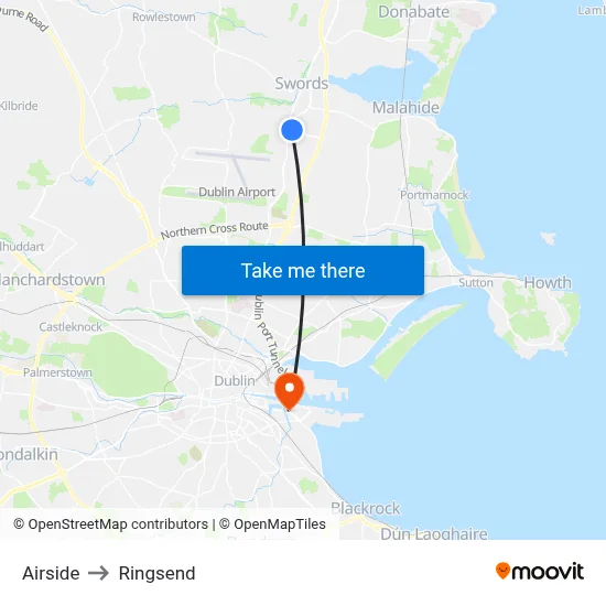 Airside to Ringsend map