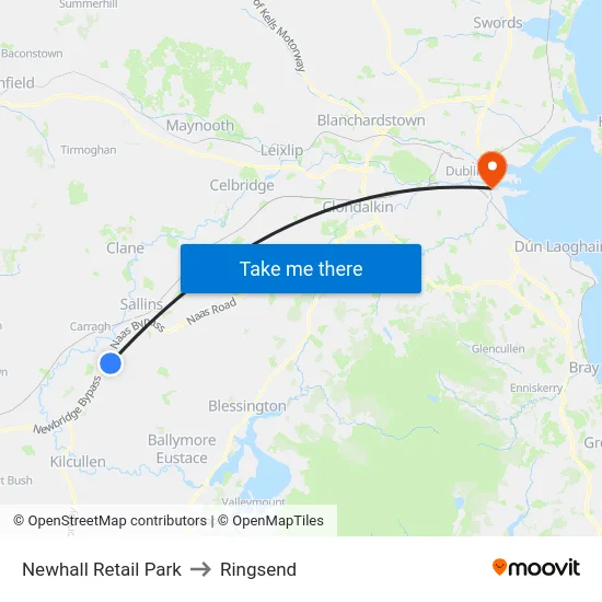 Newhall Retail Park to Ringsend map
