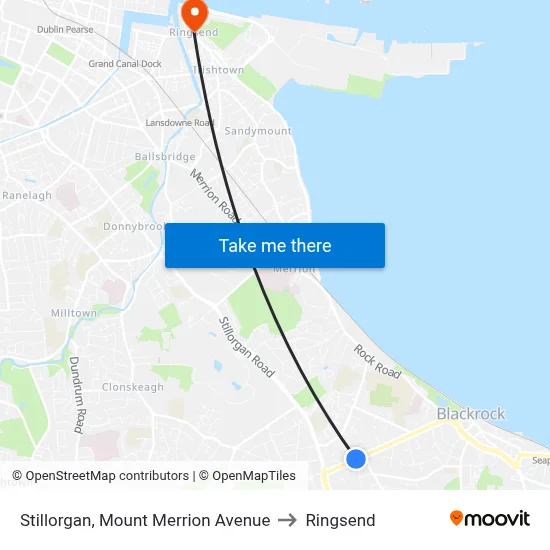 Stillorgan, Mount Merrion Avenue to Ringsend map