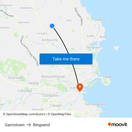 Garristown to Ringsend map