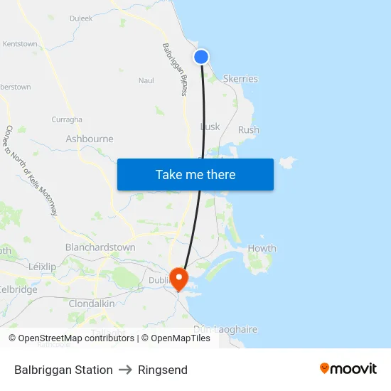 Balbriggan Station to Ringsend map