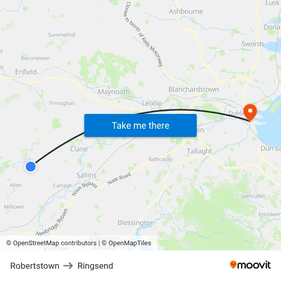 Robertstown to Ringsend map