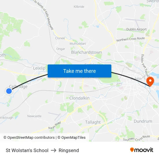 St Wolstan's School to Ringsend map