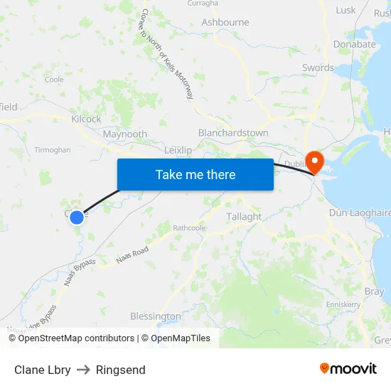 Clane Lbry to Ringsend map
