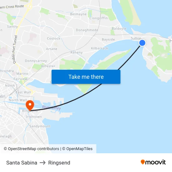 Santa Sabina to Ringsend map