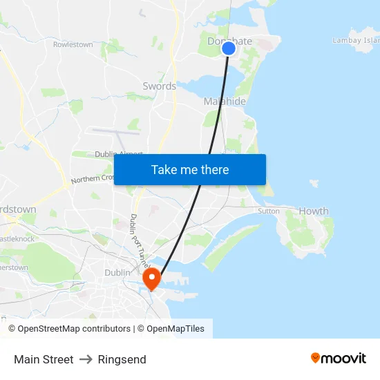 Main Street to Ringsend map