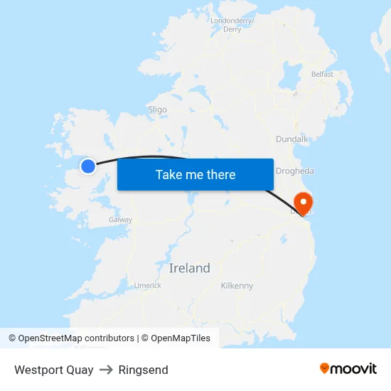 Westport Quay to Ringsend map