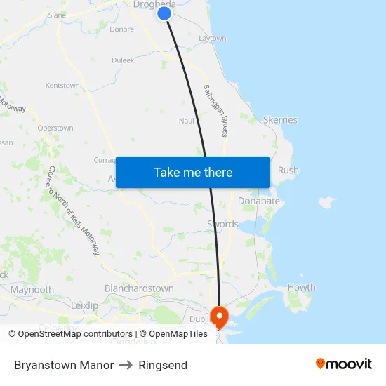 Bryanstown Manor to Ringsend map