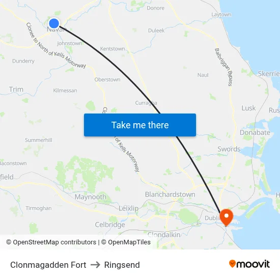 Clonmagadden Fort to Ringsend map