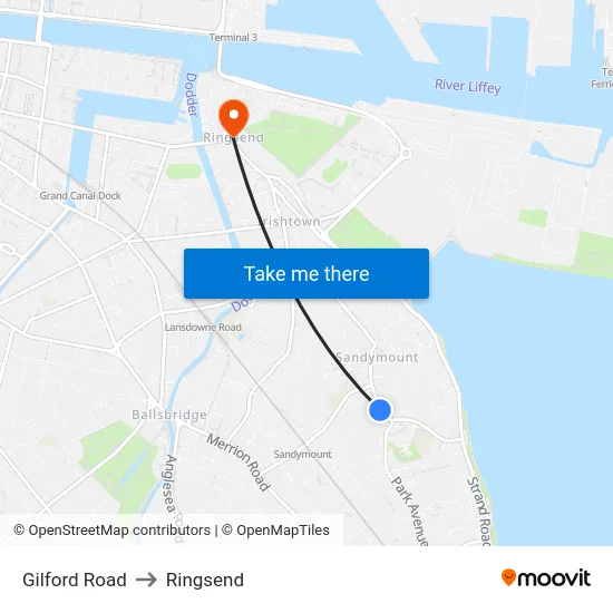 Gilford Road to Ringsend map