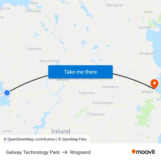 Galway Technology Park to Ringsend map