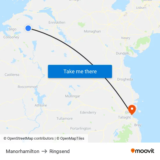 Manorhamilton to Ringsend map