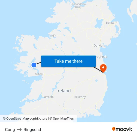 Cong to Ringsend map