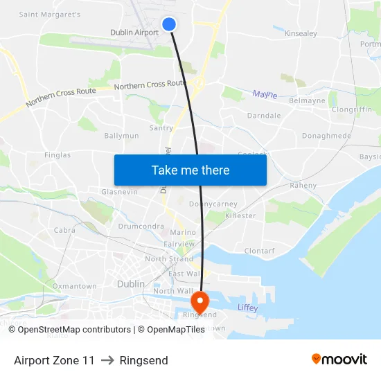 Airport Zone 11 to Ringsend map