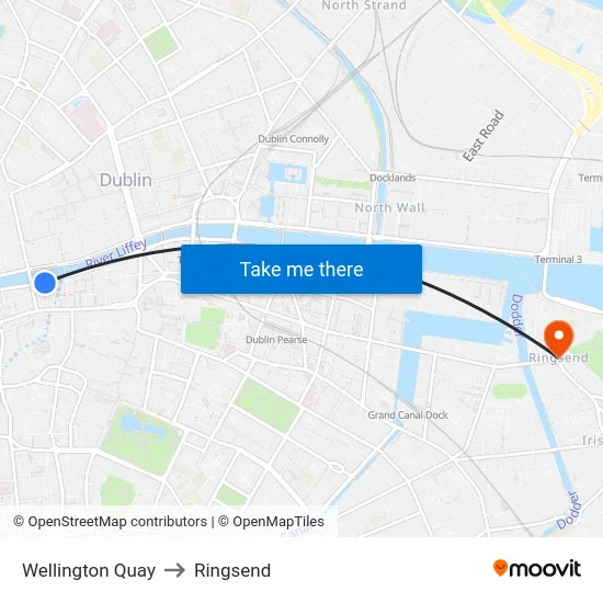 Wellington Quay to Ringsend map