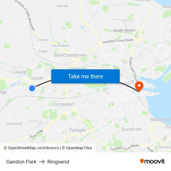 Gandon Park to Ringsend map