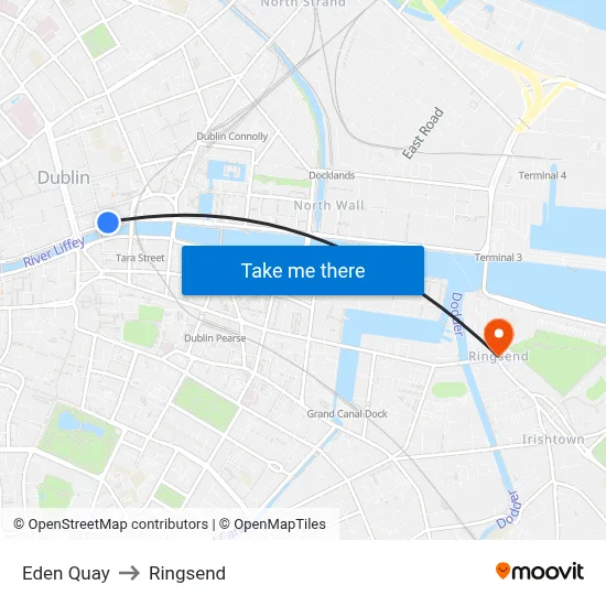 Eden Quay to Ringsend map