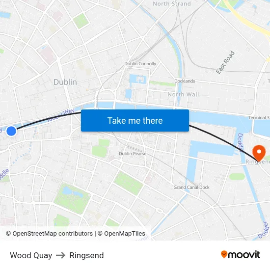 Wood Quay to Ringsend map