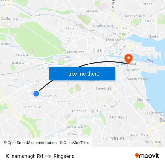 Kilnamanagh Rd to Ringsend map