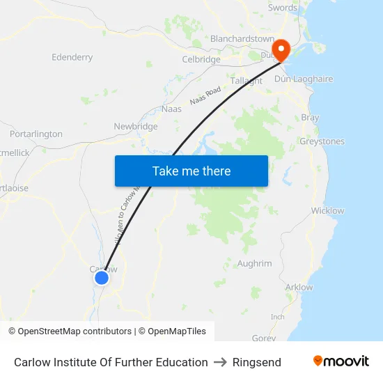 Carlow Institute Of Further Education to Ringsend map