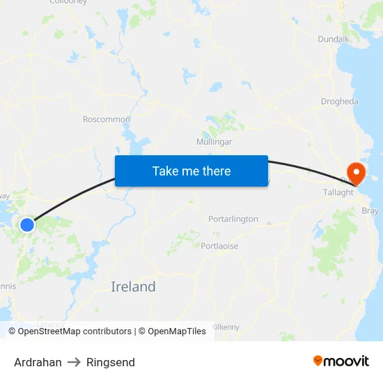 Ardrahan to Ringsend map