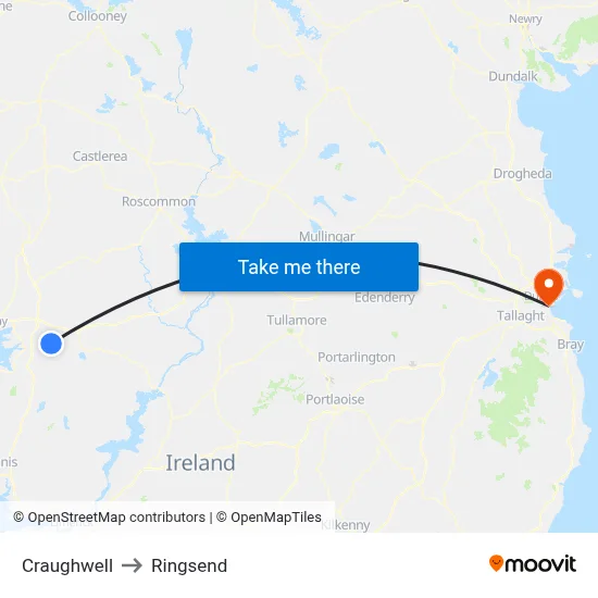 Craughwell to Ringsend map
