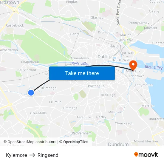 Kylemore to Ringsend map
