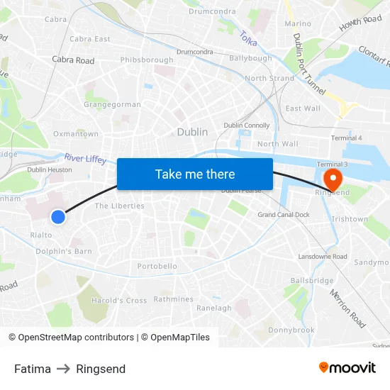 Fatima to Ringsend map