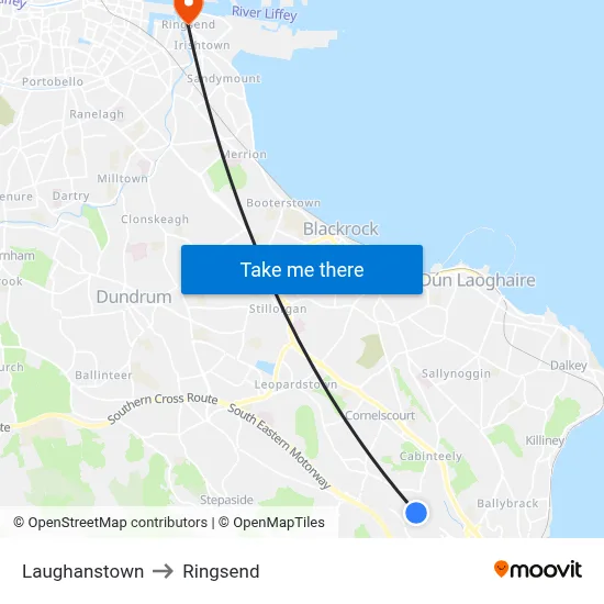 Laughanstown to Ringsend map