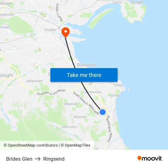Brides Glen to Ringsend map