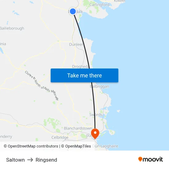 Saltown to Ringsend map